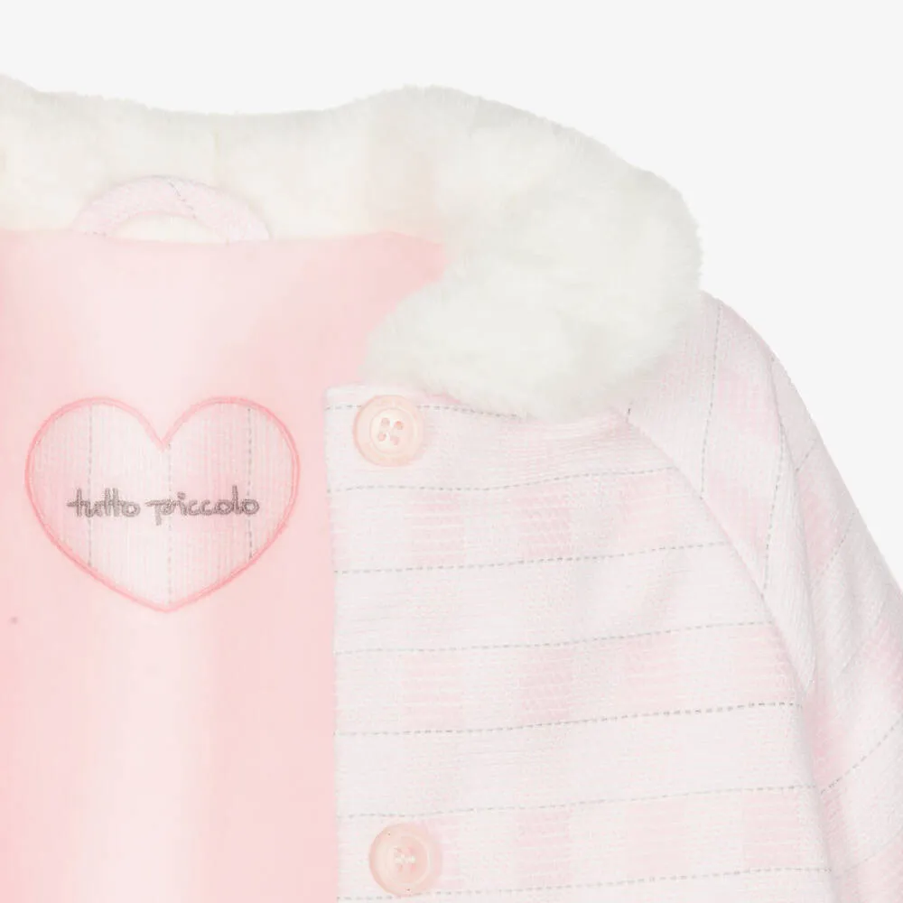 Girls Pink Check Coat