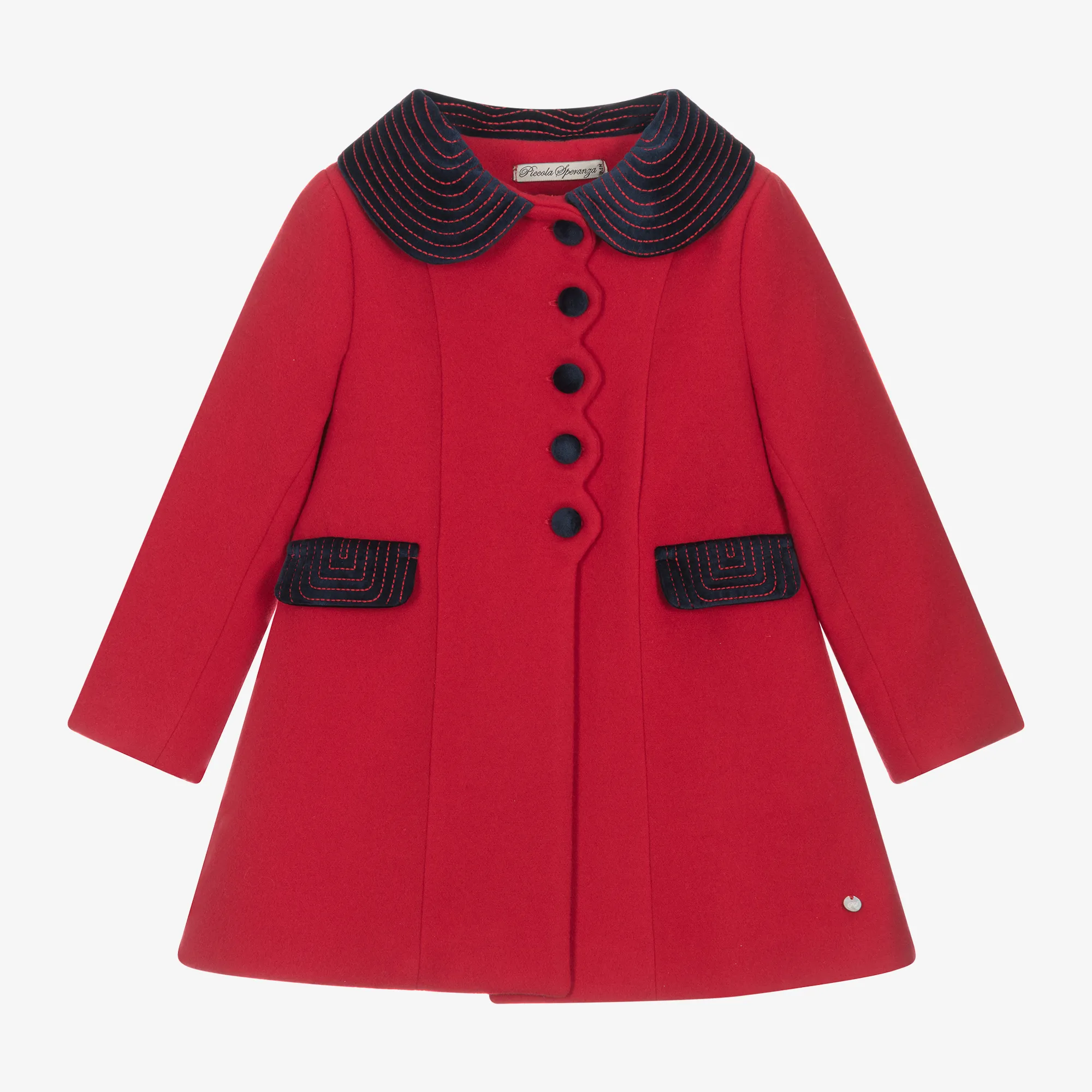 Girls Red Felted Coat