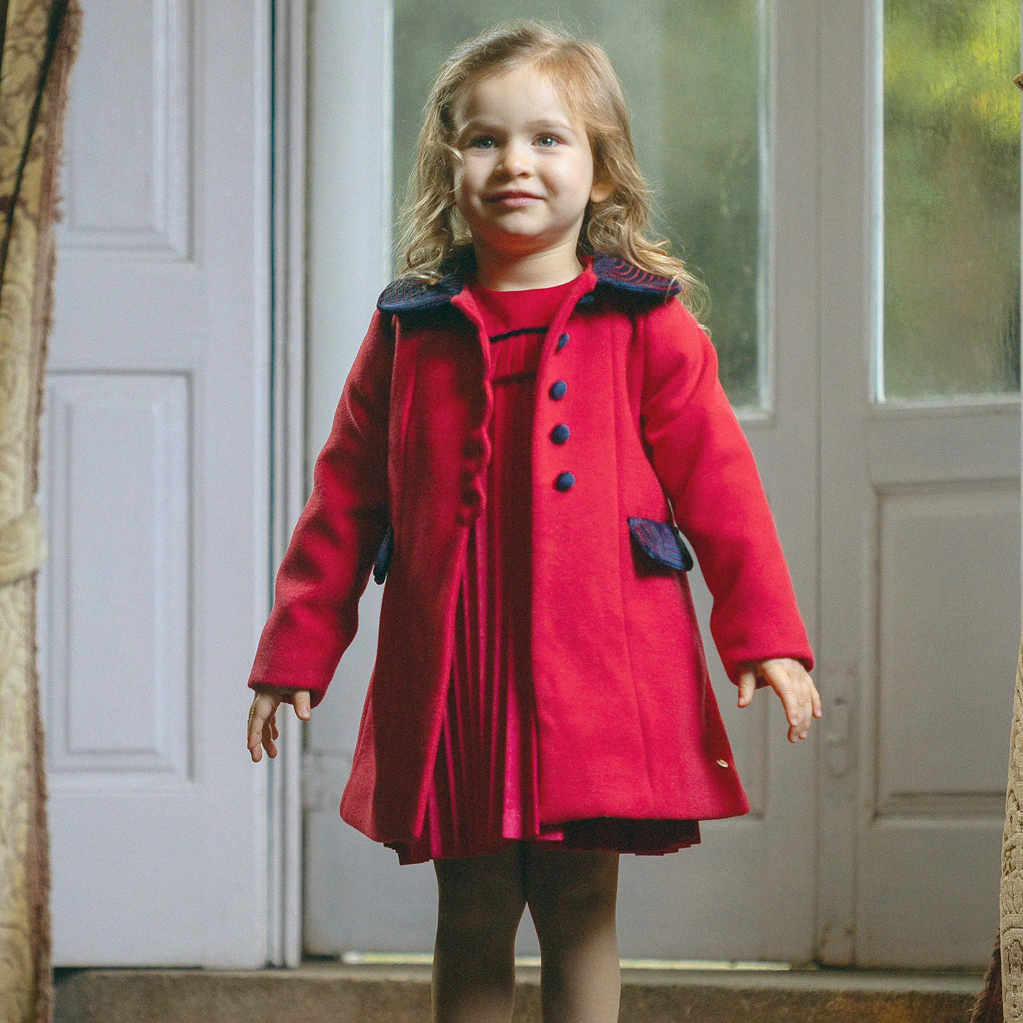 Girls Red Felted Coat