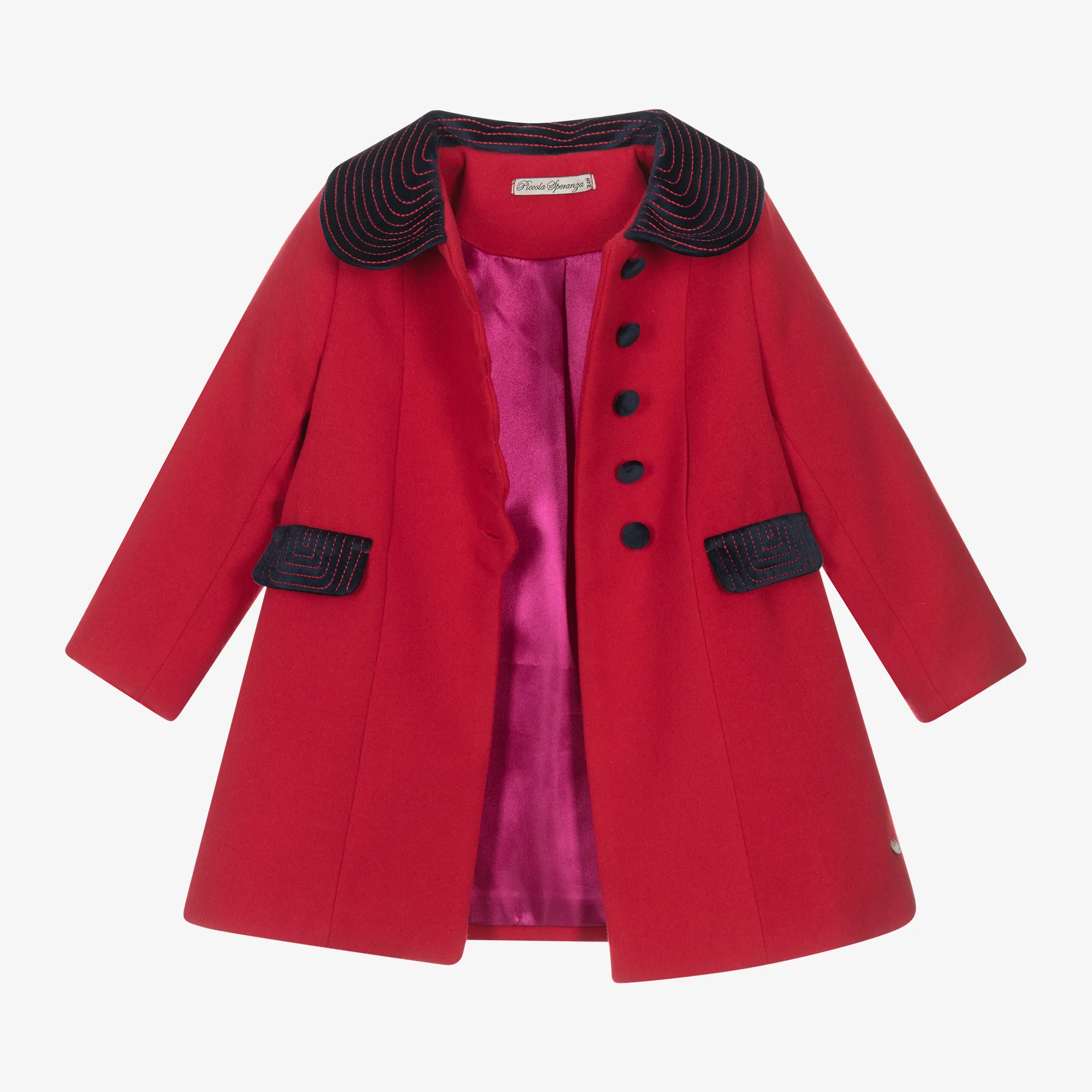 Girls Red Felted Coat