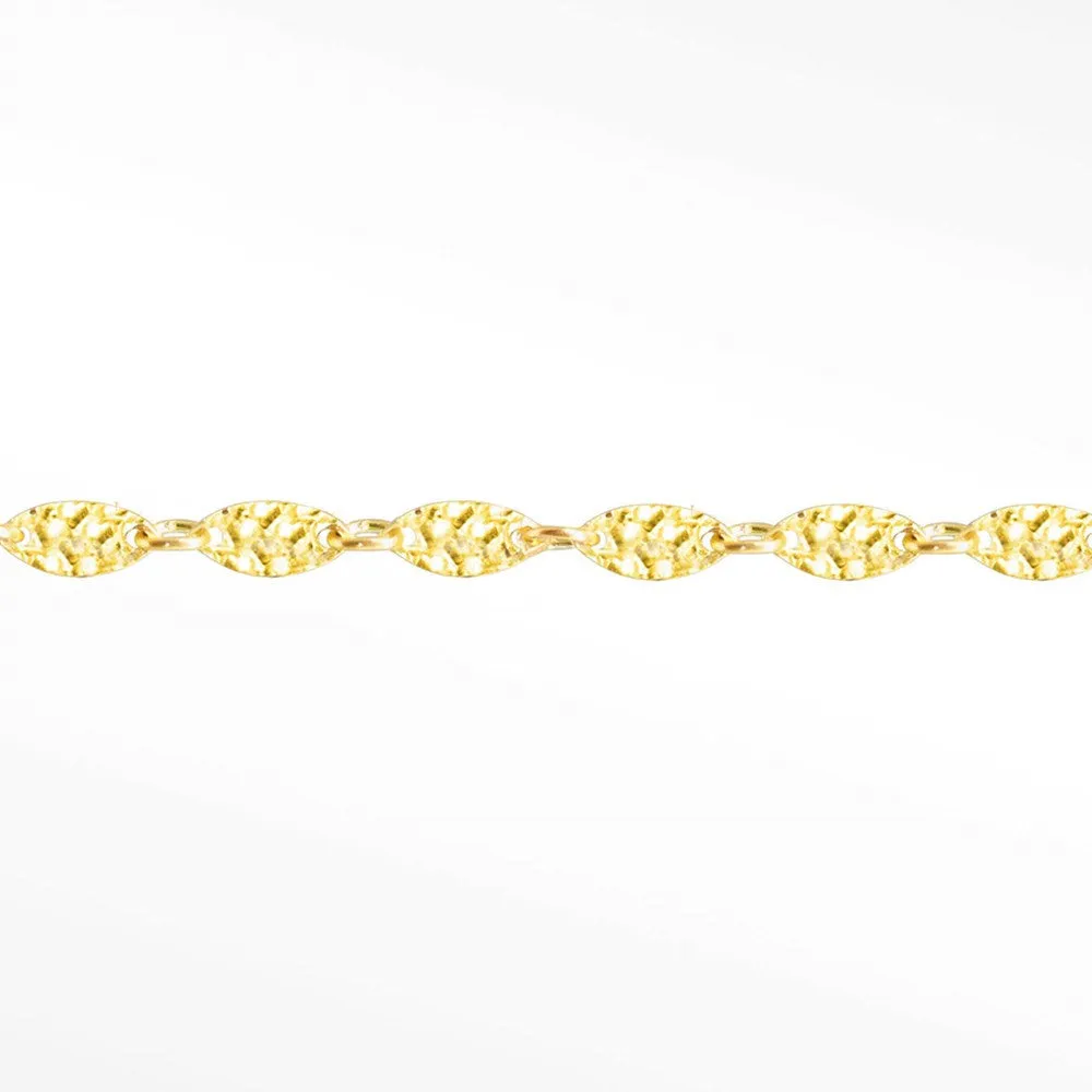 Hammer Marquise Tiny 4.5mm 14k Gold Chain Designer Line for Permanent Jewelry Sold by the Inch