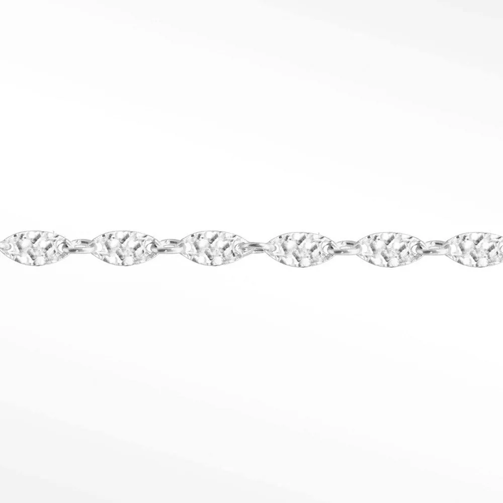 Hammer Marquise Tiny 4.5mm 14k White Gold Chain Designer Line for Permanent Jewelry Sold by the Inch