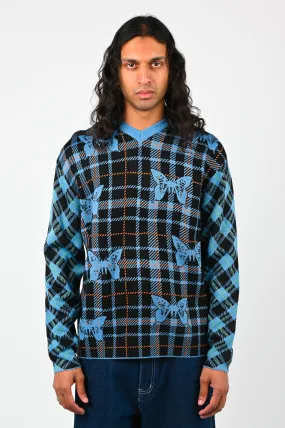 Hoddle 'Butterfly' Knit in Blue Plaid