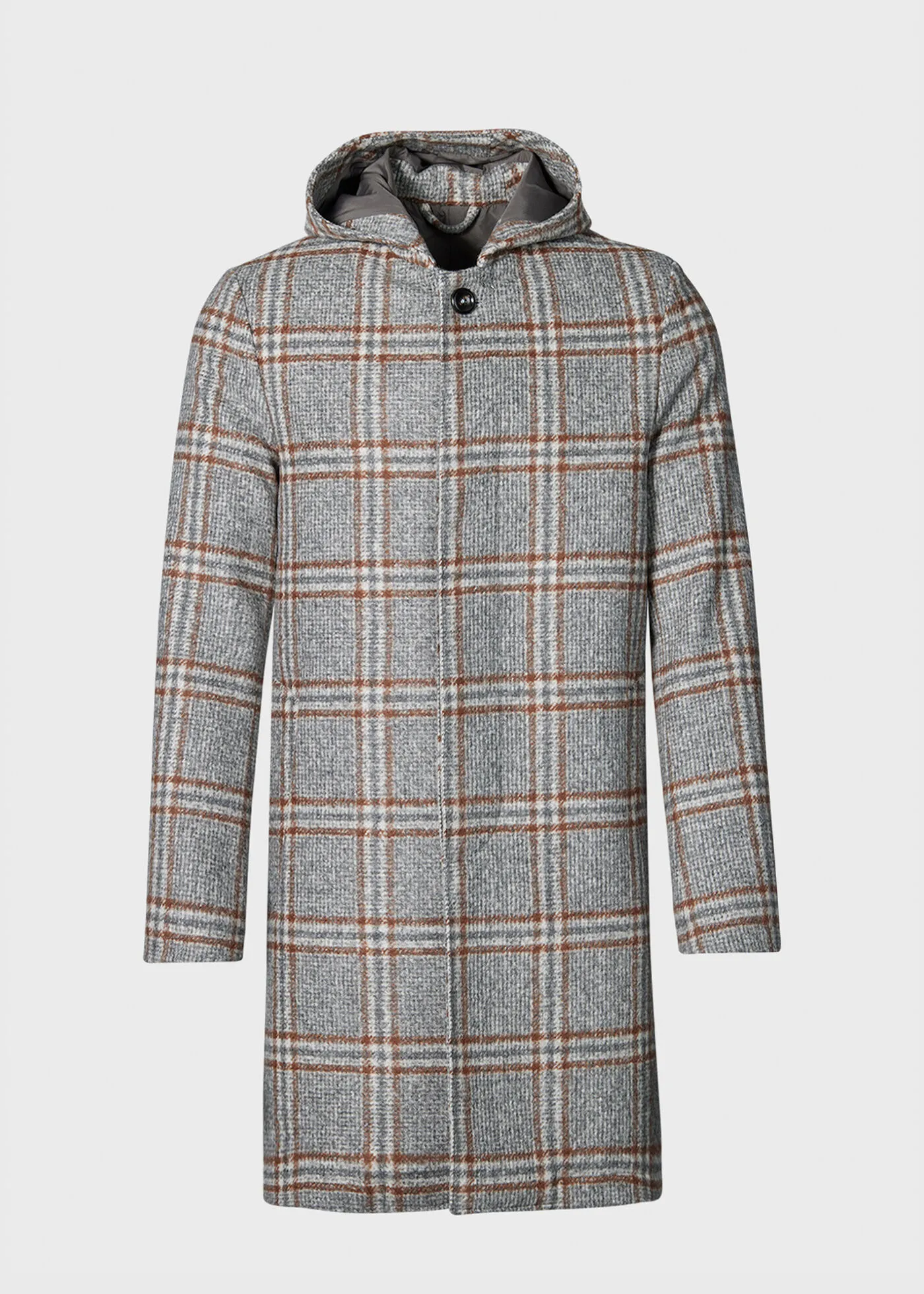 Hooded Plaid Coat