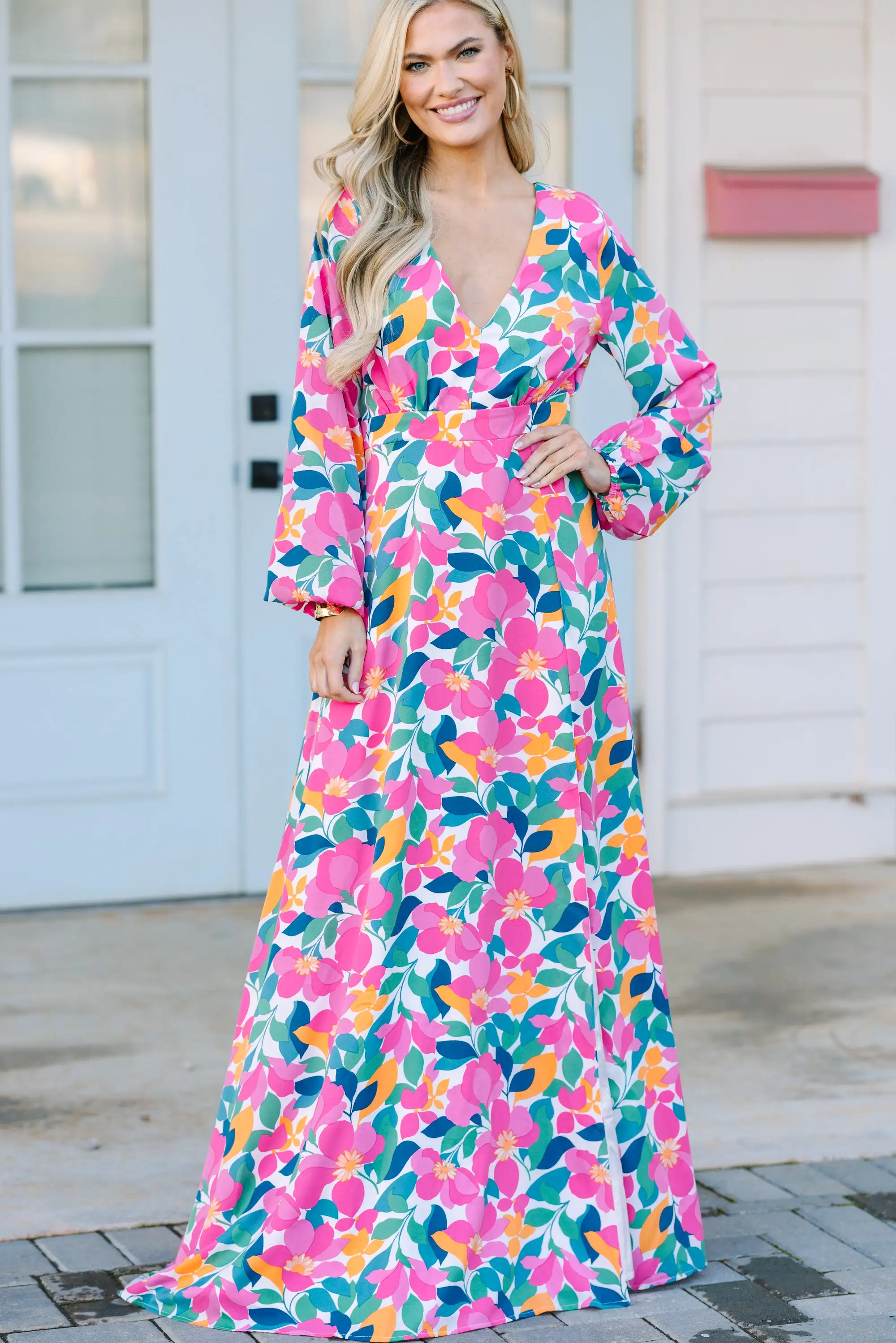 Just Feels Right Off White Floral Maxi Dress