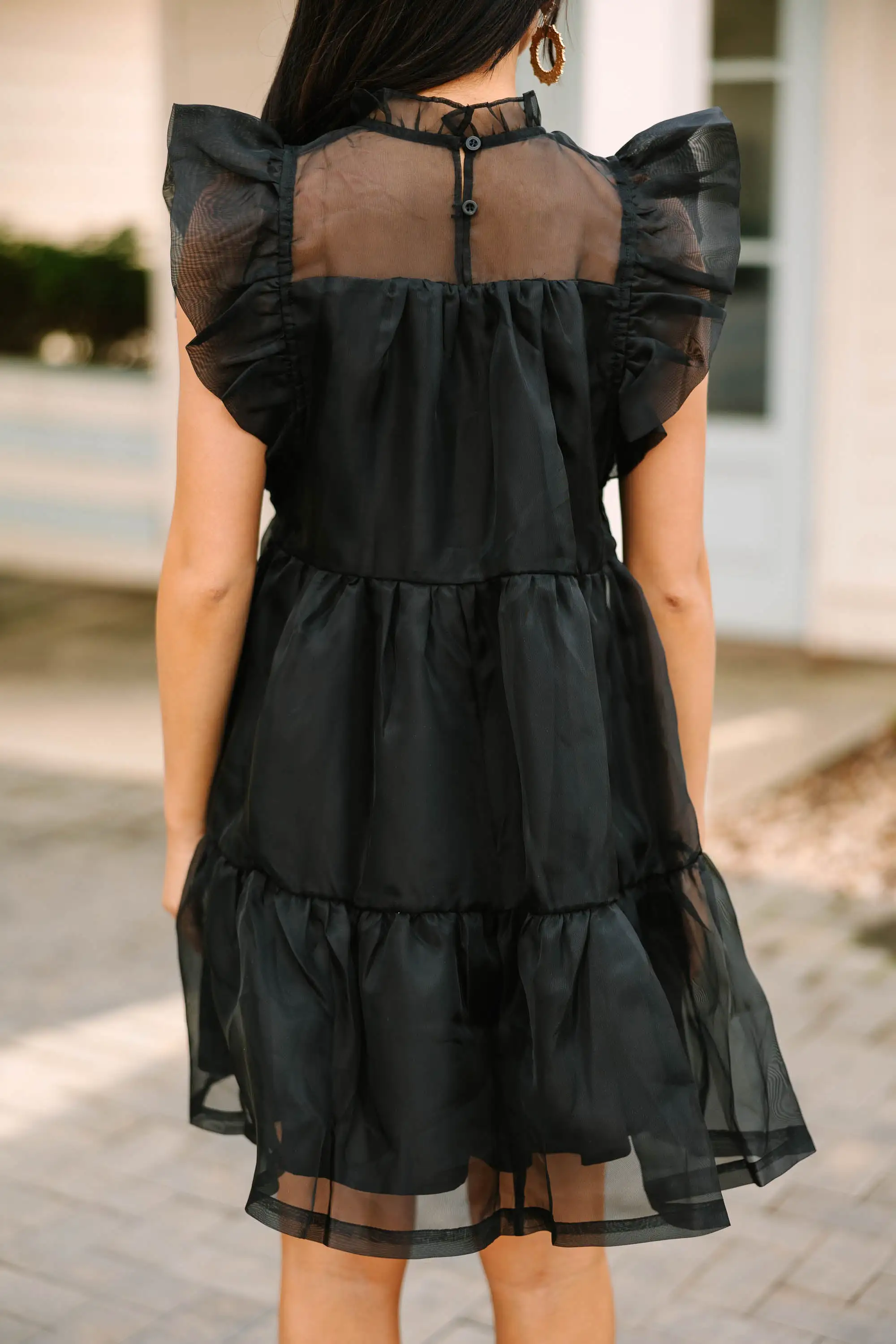 Keep Watch Black Ruffled Dress