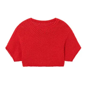 Kids Little Creative Factory Child Kawaii Cropped Sweater - Red