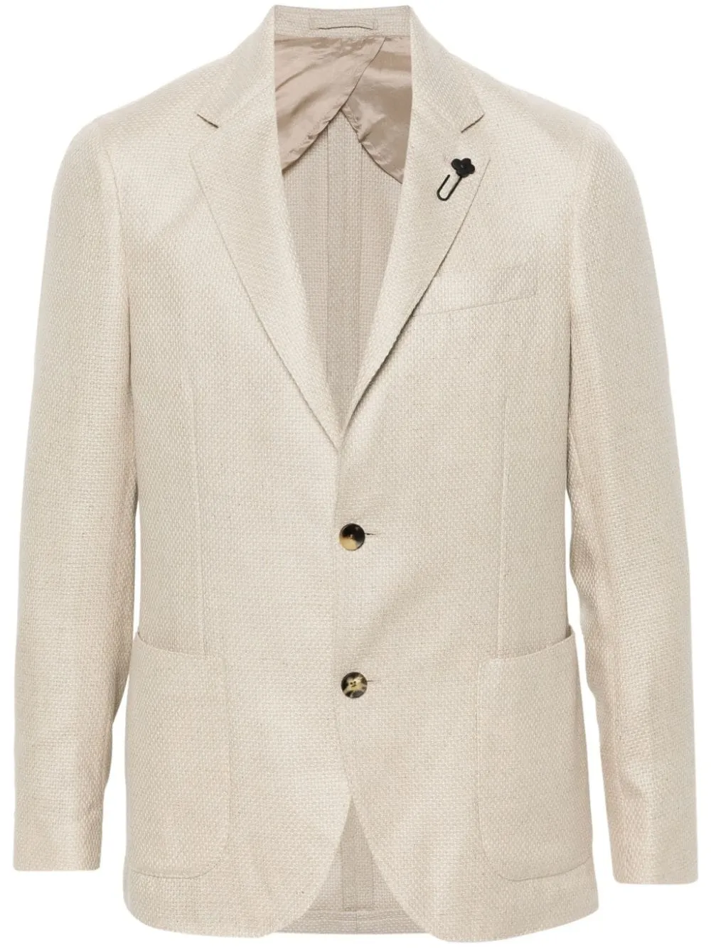 LARDINI blazer beige à simple boutonnage en cachemire et soie