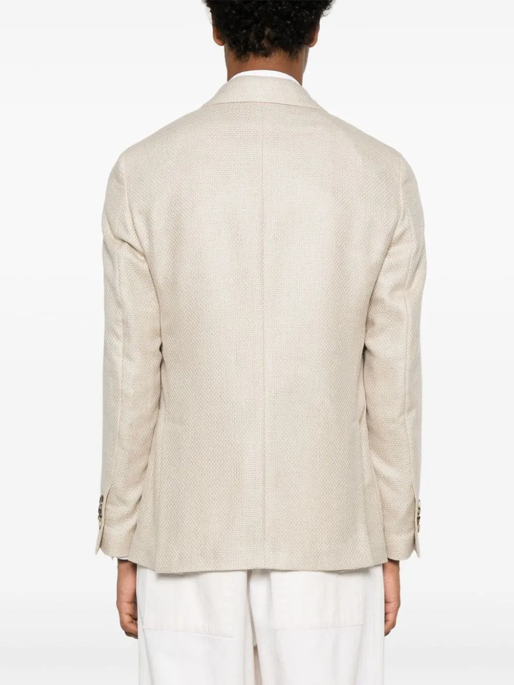 LARDINI blazer beige à simple boutonnage en cachemire et soie