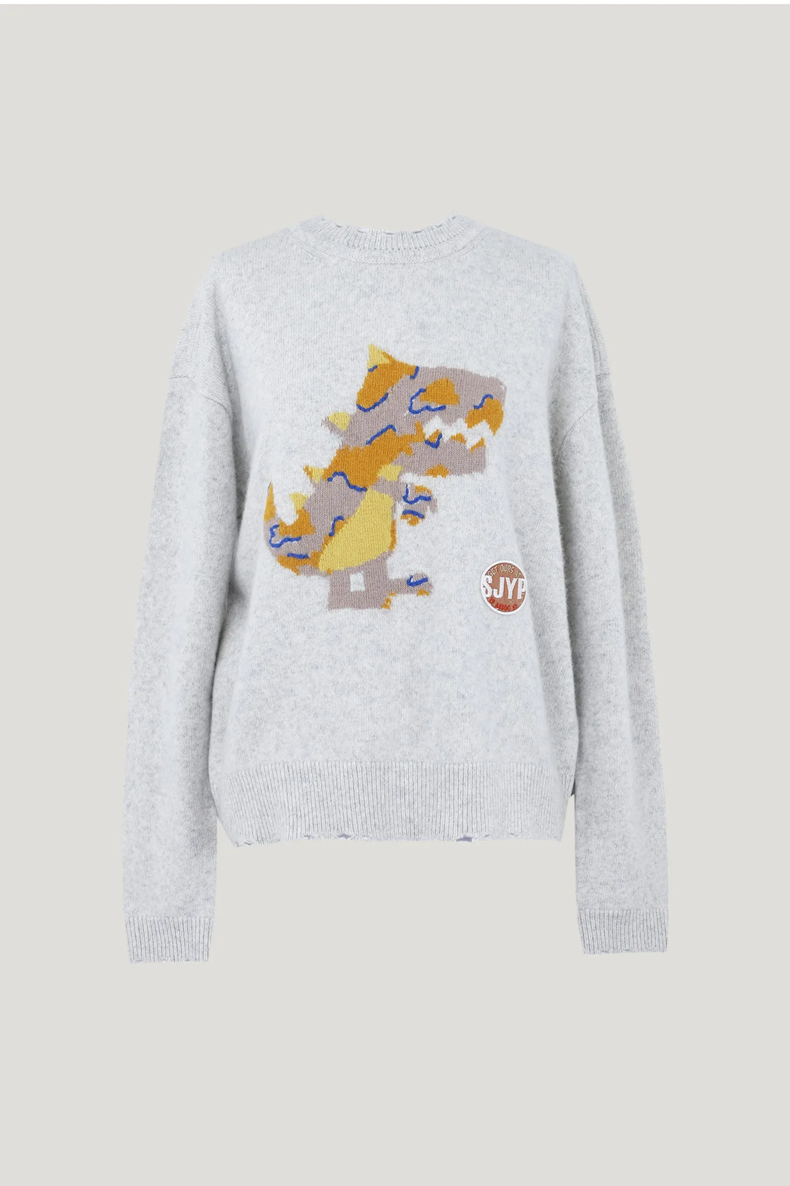 Light Grey Dino Knit Pullover