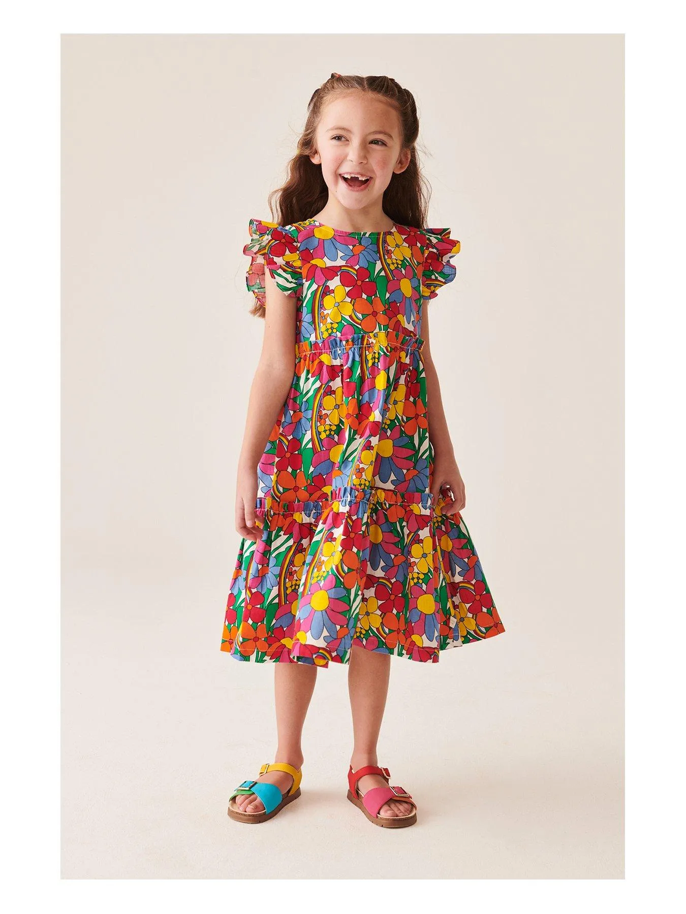 Little Bird Ruffle Dress - Multi