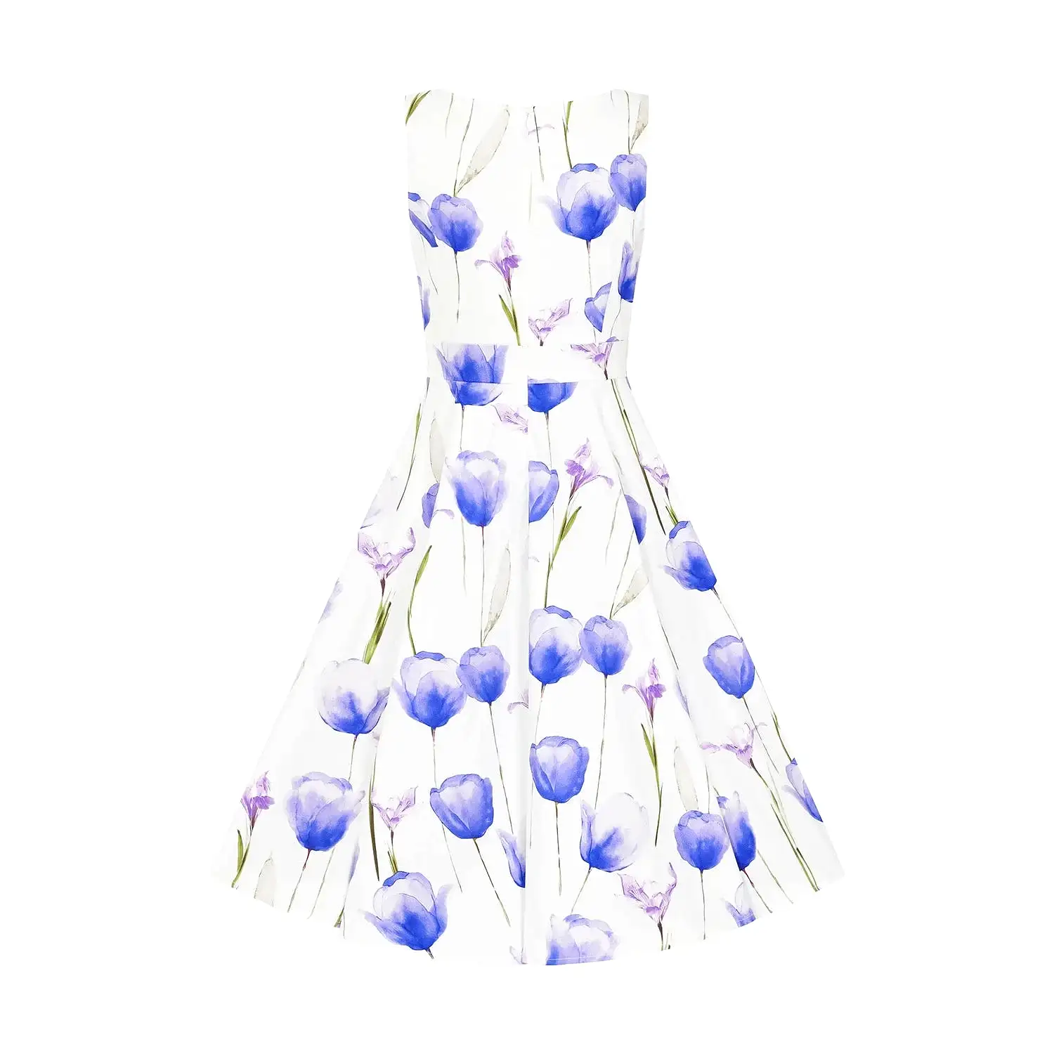 Little Kitty Girls' Blue Tulips Swing Dress