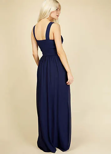 Little Mistress Grace Navy Embellishment Sweetheart Maxi Dress | Grattan