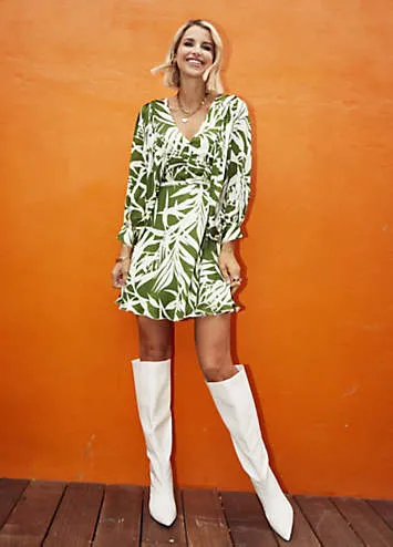 Little Mistress Green Print Satin Mini Dress by Vogue Williams | Grattan