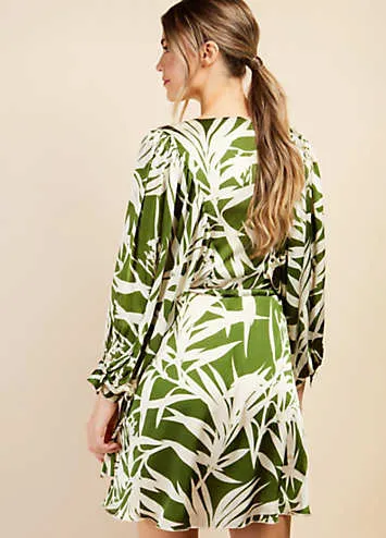 Little Mistress Green Print Satin Mini Dress by Vogue Williams | Grattan