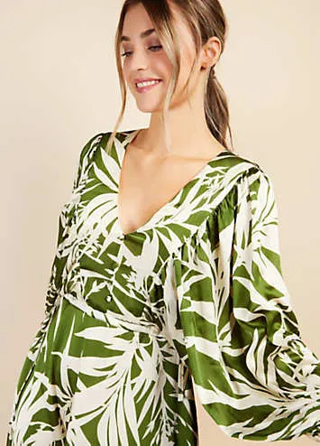 Little Mistress Green Print Satin Mini Dress by Vogue Williams | Grattan