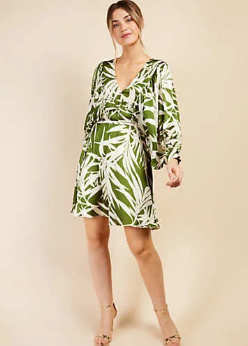 Little Mistress Green Print Satin Mini Dress by Vogue Williams | Grattan