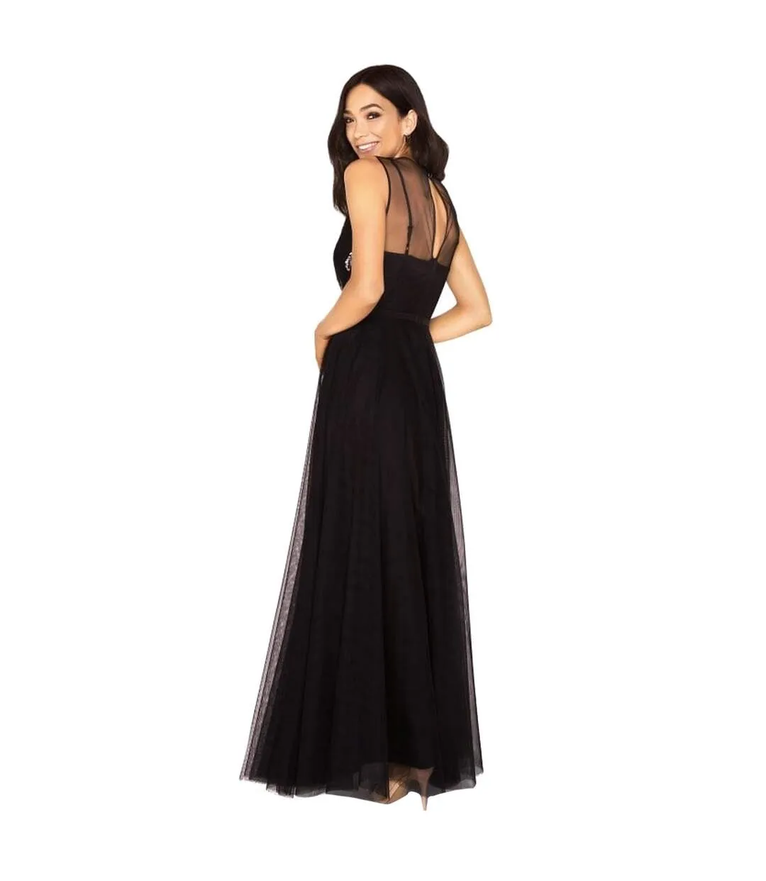 Little Mistress Womens/Ladies Hallie Sequin Embroidered Maxi Dress (Black) - UTLM1746