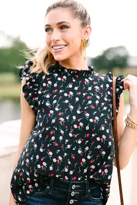 Live For You Black Floral Blouse