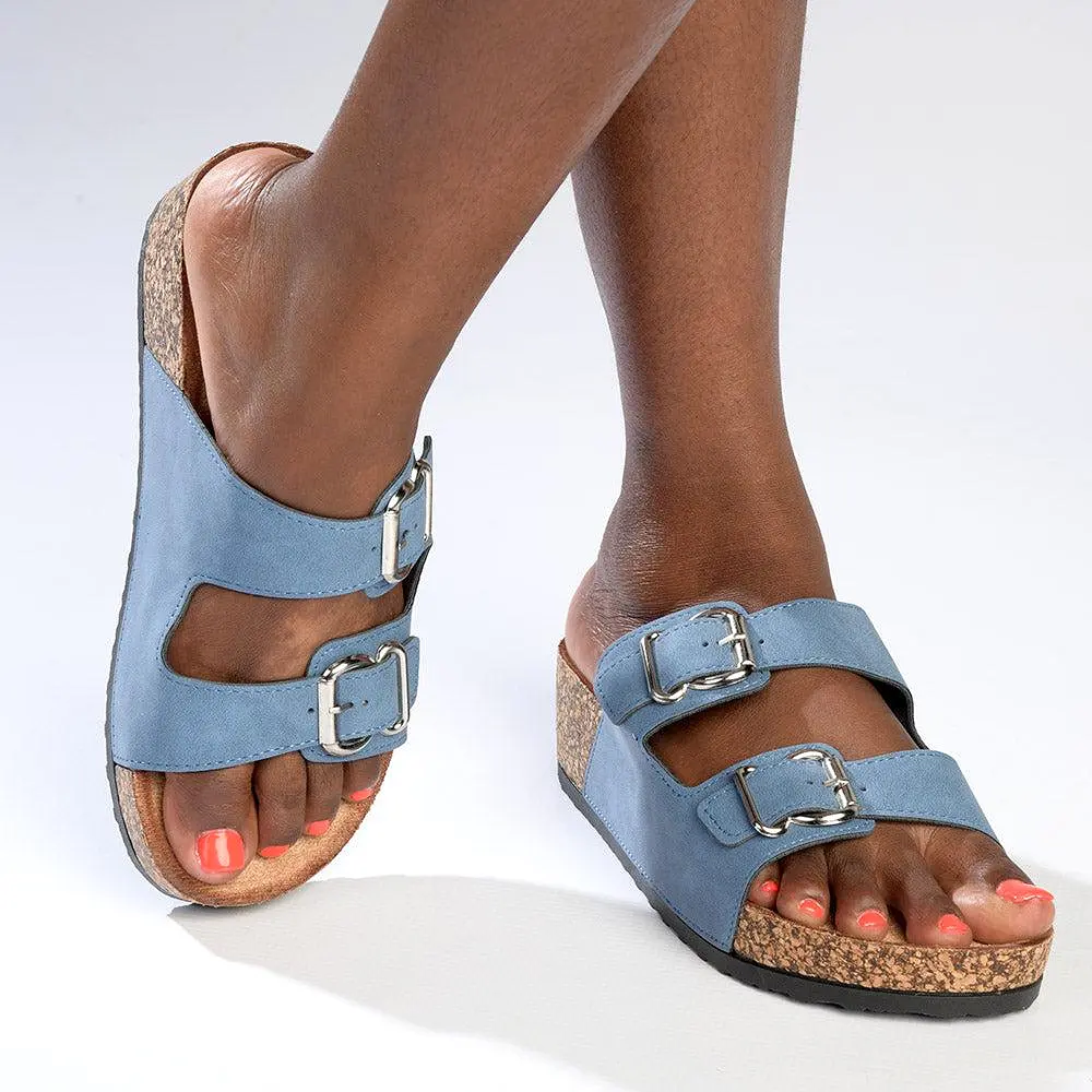 Madison Gayle Double Strap Sandals - Denim Blue