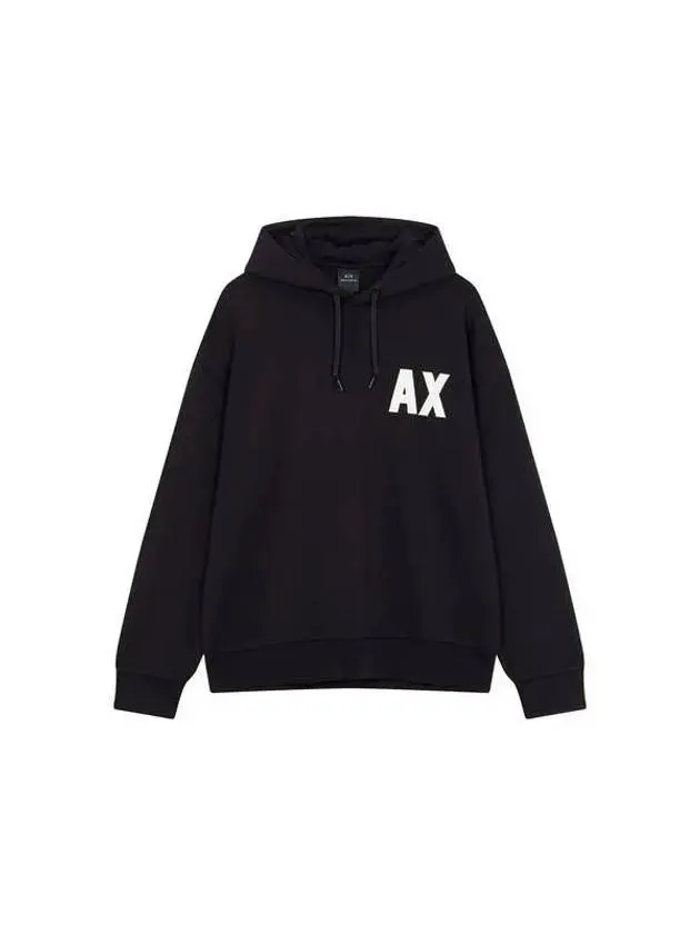 Men s AX Logo Patch Hooded Sweatshirt Black 271030