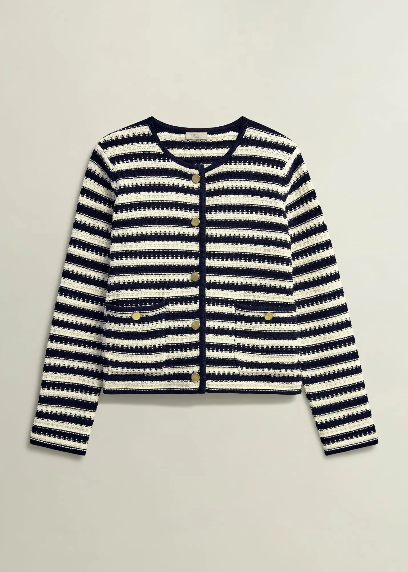 Milly Knitted Jacket 0224/9714/1144l00 Navy-Warm-Ivory