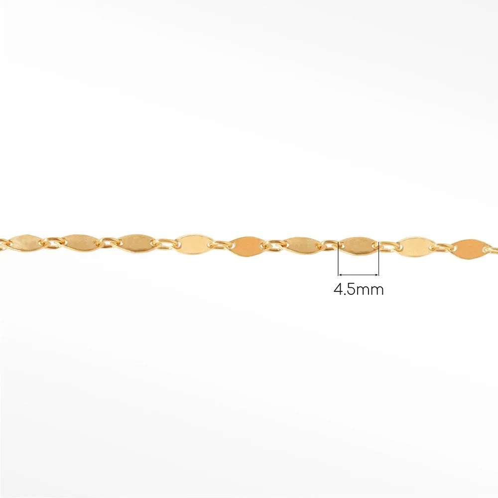 Mirror Marquise Tiny 4.5mm 14k Rose Gold Chain Designer Line for Permanent Jewelry Sold by the Inch