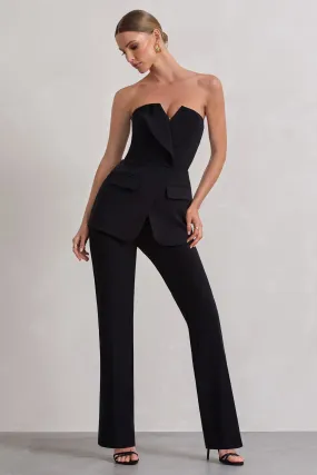 Money Moves | Black Strapless Blazer-Inspired Straight-Leg Jumpsuit