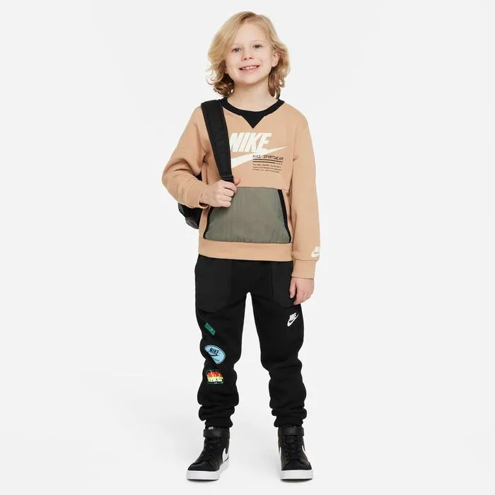 NIKE JUNIOR PAINT FRENCH TERRY BONE CREW