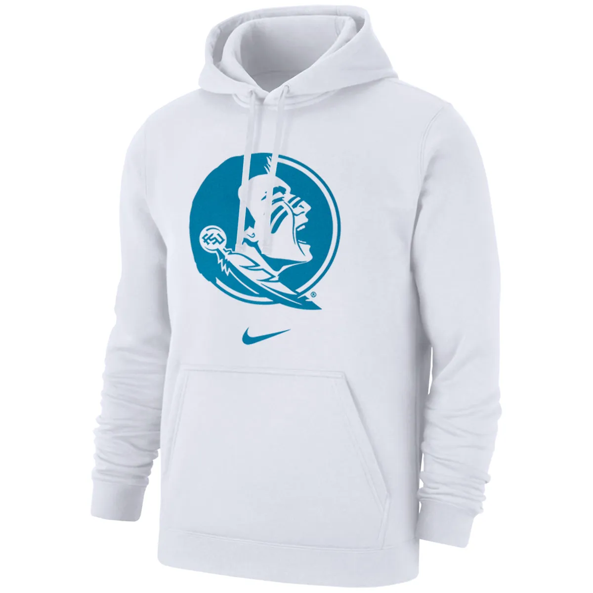 Nike Men's Turquoise Seminole Logo Club Fleece PO Hood - White