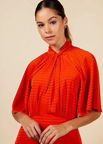 Orange Check Twist Detail Midaxi Dress by Little Mistress | Look Again