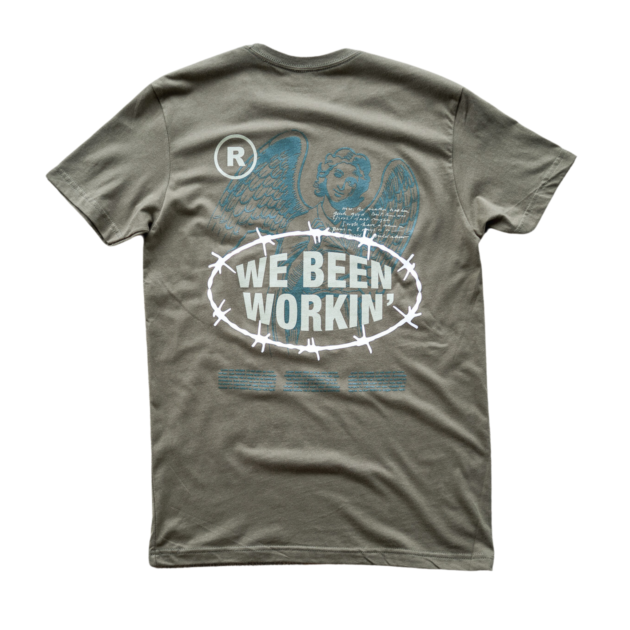 Outrank We Been Working T-shirt (Khaki Green/Maroon)