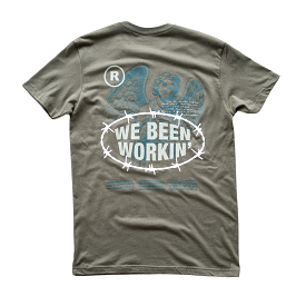 Outrank We Been Working T-shirt (Khaki Green/Maroon)