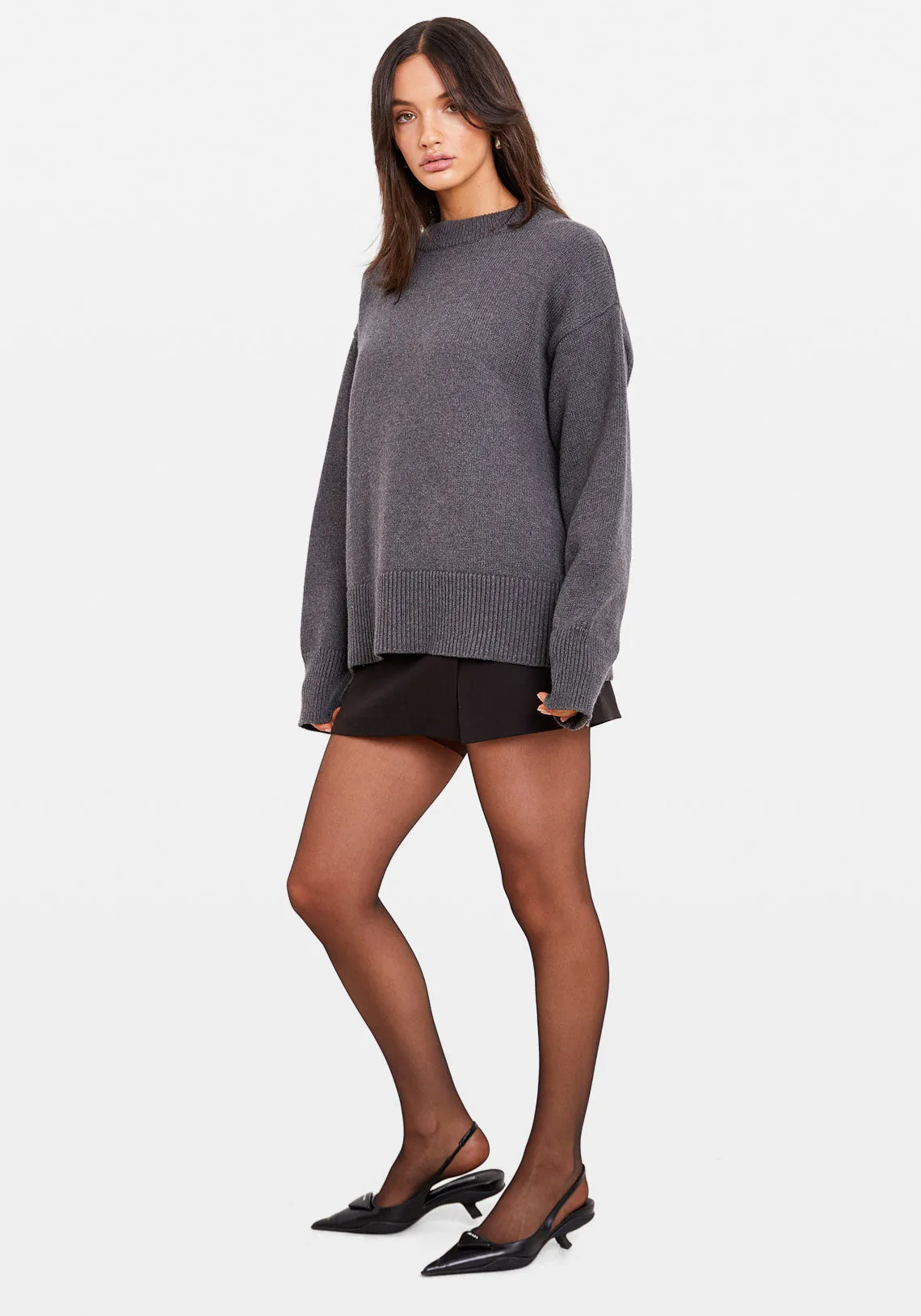 OVERSIZED CREW NECK SWEATER GREY