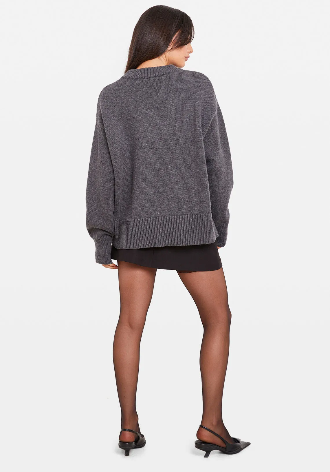 OVERSIZED CREW NECK SWEATER GREY