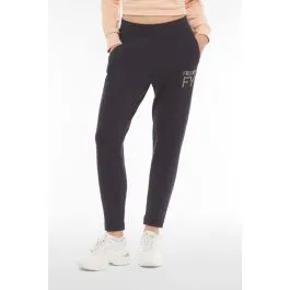 Pantaloni in french terry modal 7/8 con risvolto sul fondo donna Blu