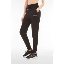 Pantaloni in french terry modal con fondo a polsino donna Nero