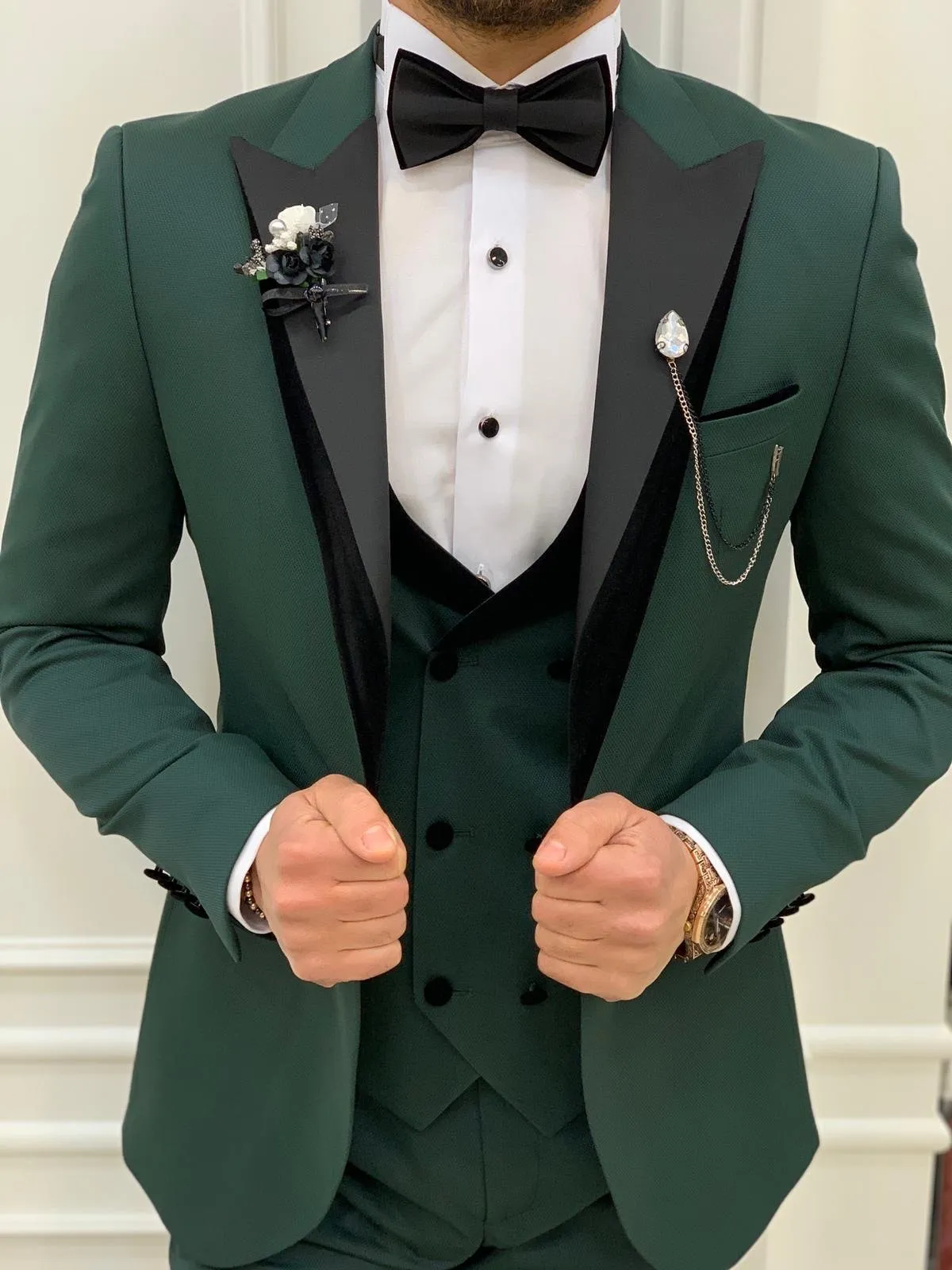 Partoni Royal Green Slim Fit Tuxedo