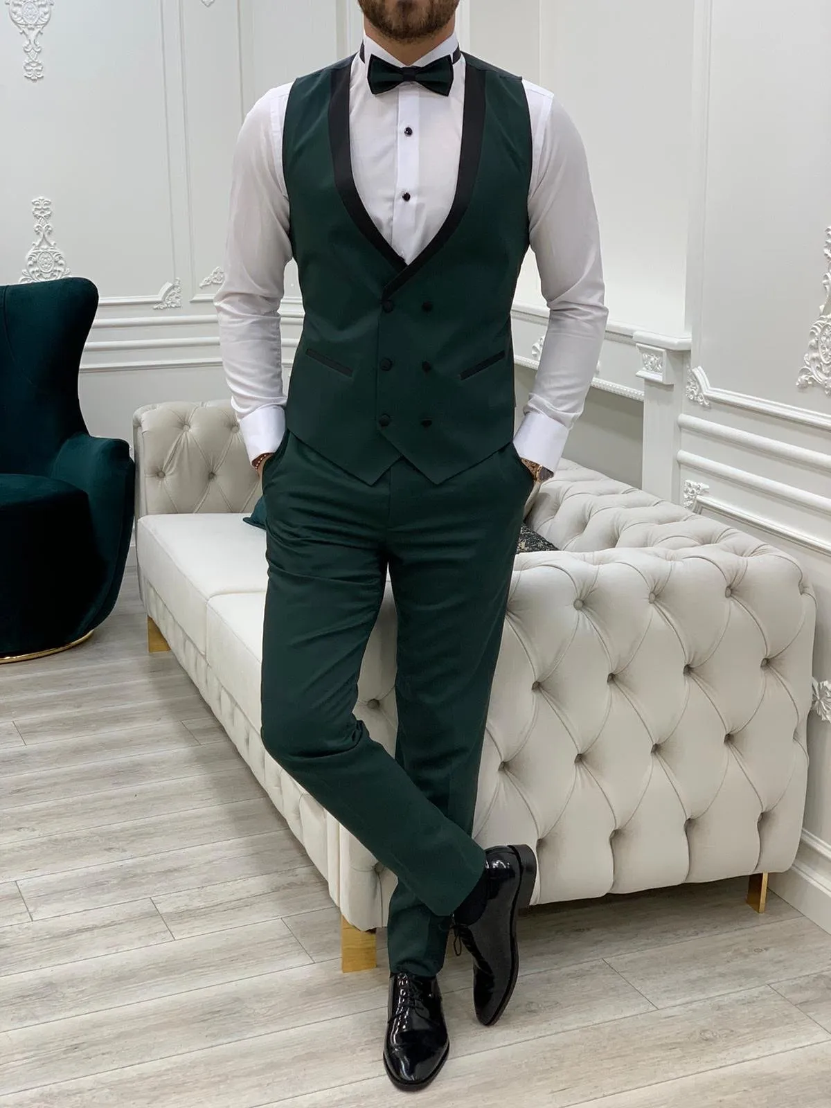 Partoni Royal Green Slim Fit Tuxedo