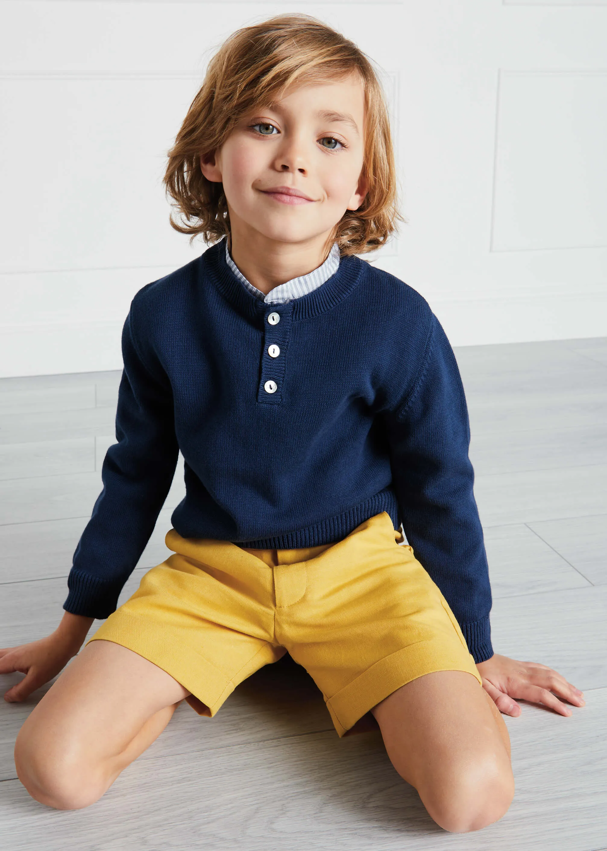 Pocket Detail Shorts With Turn-Ups in Mustard (4-10yrs)