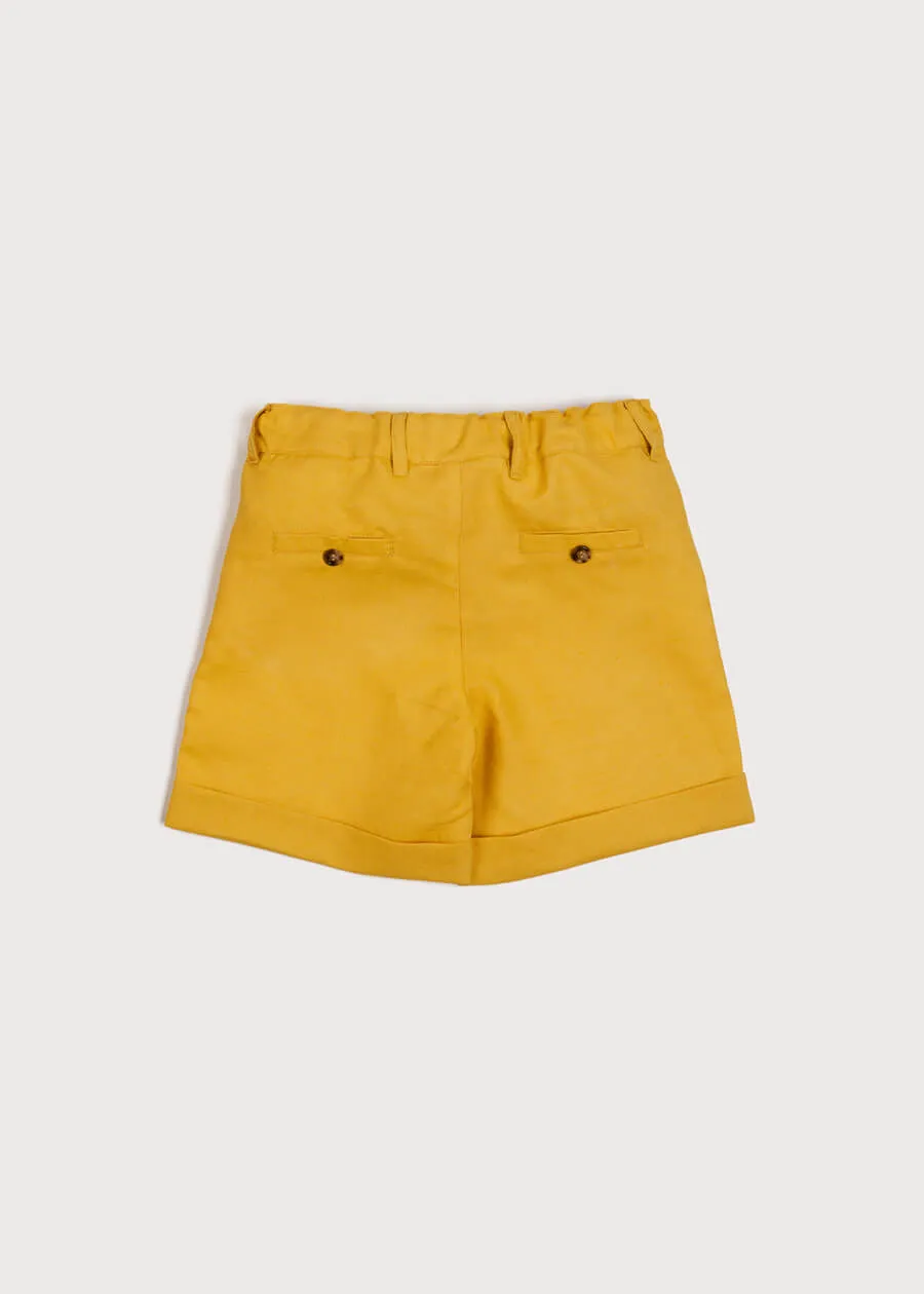 Pocket Detail Shorts With Turn-Ups in Mustard (4-10yrs)