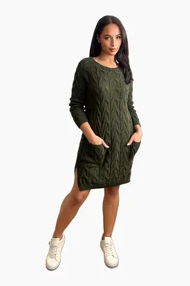 Pockets To Front Large Loop Knitted Dress