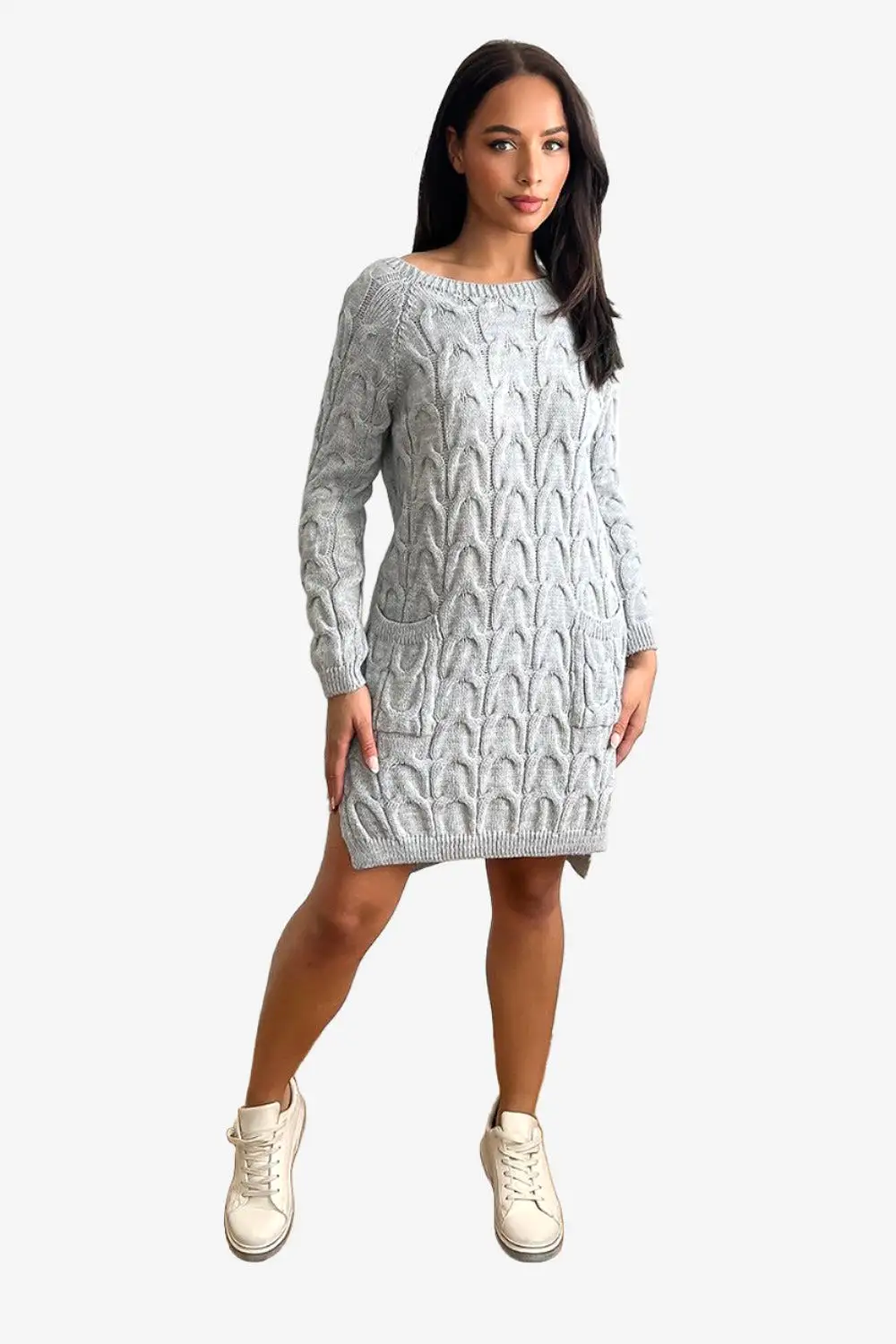 Pockets To Front Large Loop Knitted Dress