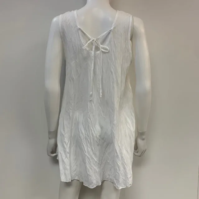 Prajnic Size XS-L White Cotton-Gauze Solid Tunic Dresses-