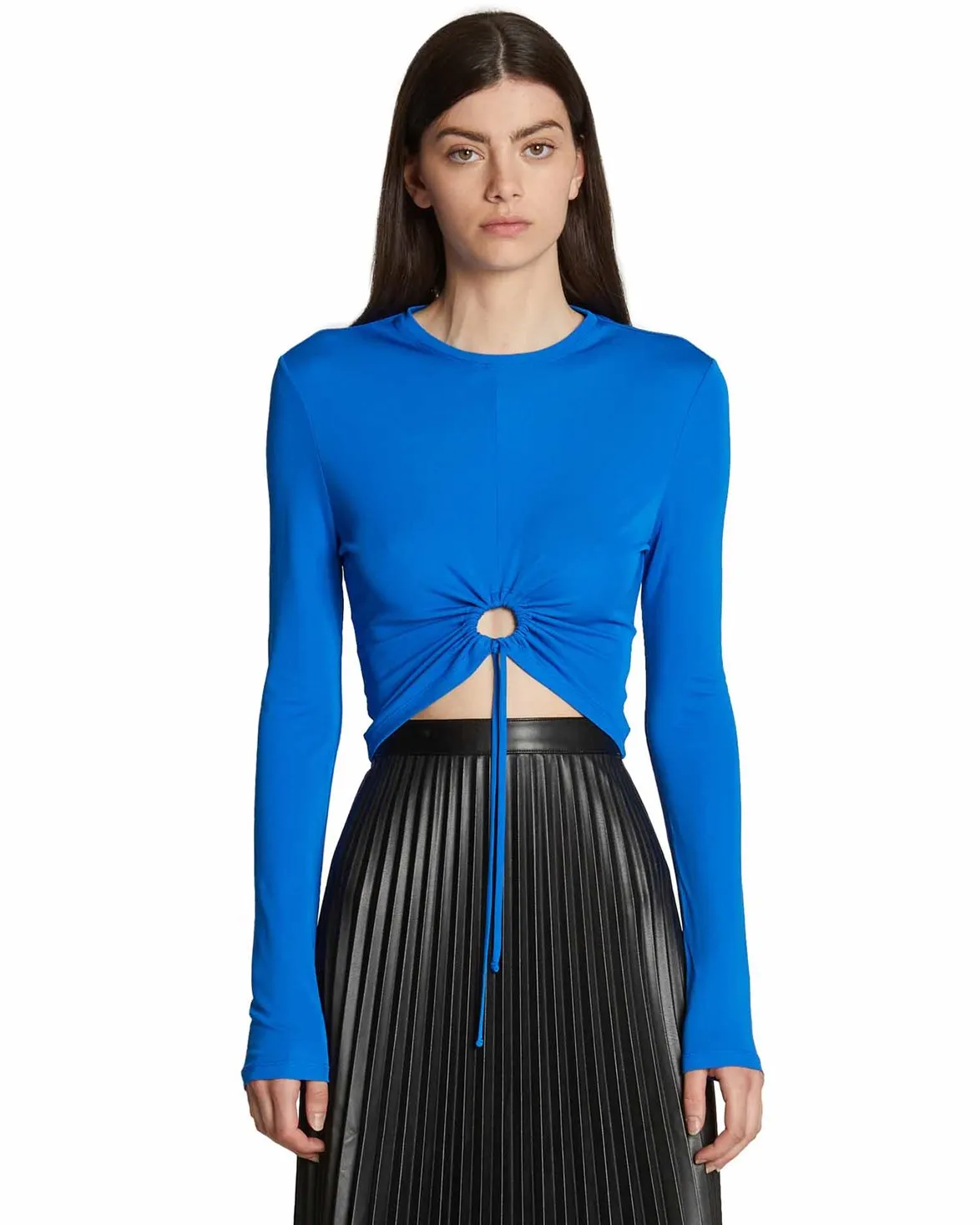 Proenza Schouler Matte Crepe Drawstring Top Bright Blue