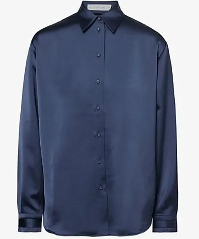 Proenza Schouler Womens Ink Raven relaxed-fit satin-twill shirt