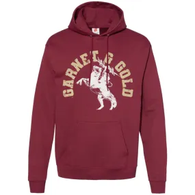 Ragz Men's Hooded Fleece with Garnet & Gold Unconquered Silhouette - Garnet