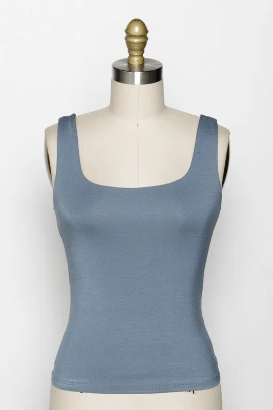 Rayon Tank Top W Square Neckline