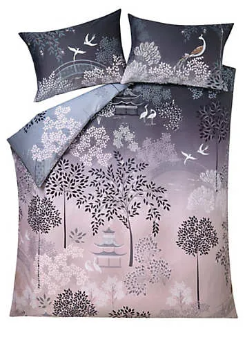 Sara Miller Pagoda Garden 100% Cotton Sateen 220 Thread Count Duvet Cover Set | Kaleidoscope