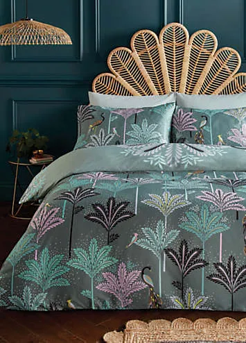 Sara Miller Peacock Filigree 100% Cotton Sateen 220 Thread Count Duvet Cover Set | Kaleidoscope